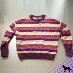 The GAP Striped Sweater Pull Over Size XS Alpaca Wool Blend Crew Neck Brown